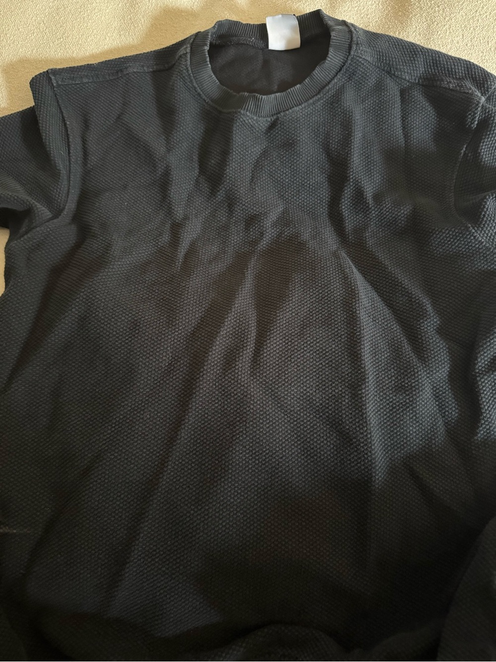 Zara Black Textured Long Sleeve Crewneck